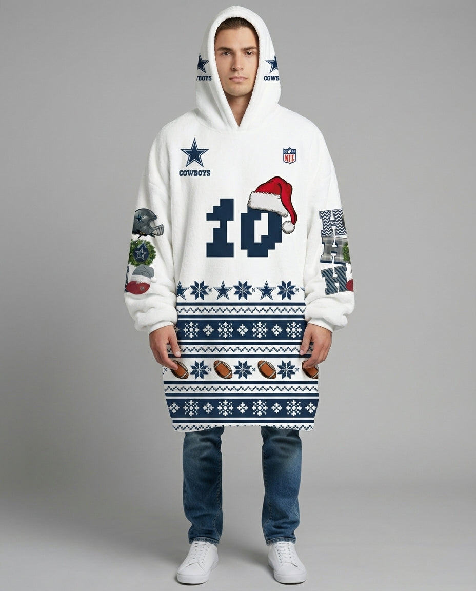 Sudaderota NFL Dallas Cowboys navideña PERSONALIZADA
