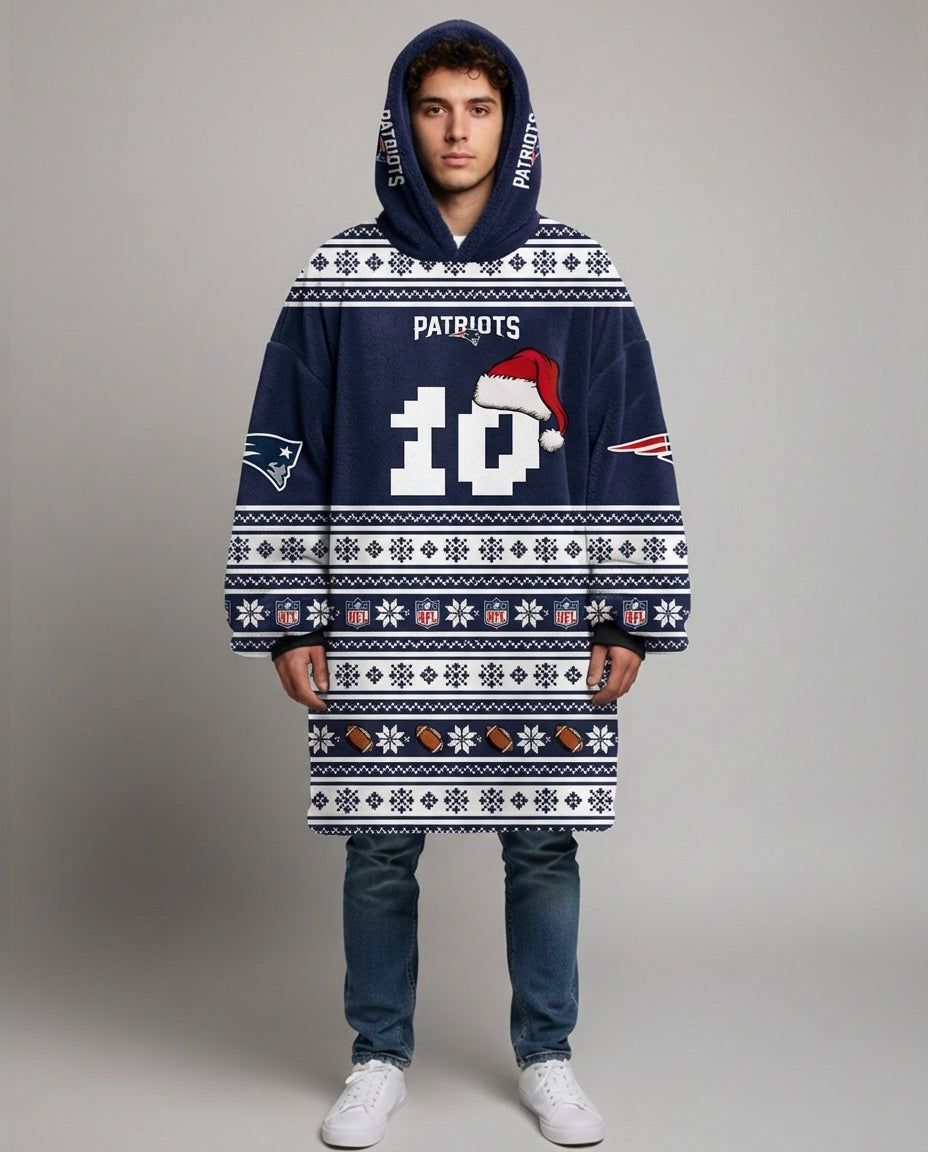 Sudaderota NFL Patriotas navideña PERSONALIZADA