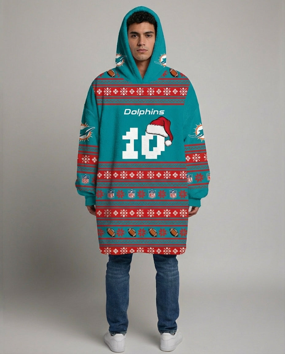 Sudaderota NFL Delfines de Miami navideña PERSONALIZADA