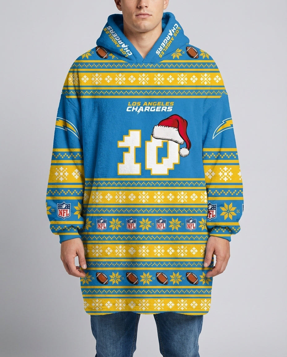 Sudaderota NFL Chargers navideña PERSONALIZADA