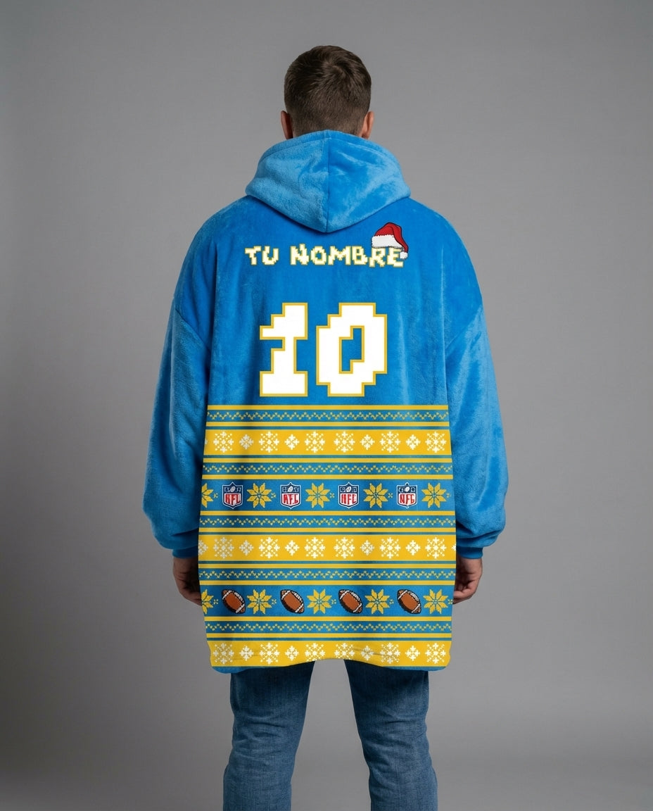 Sudaderota NFL Chargers navideña PERSONALIZADA