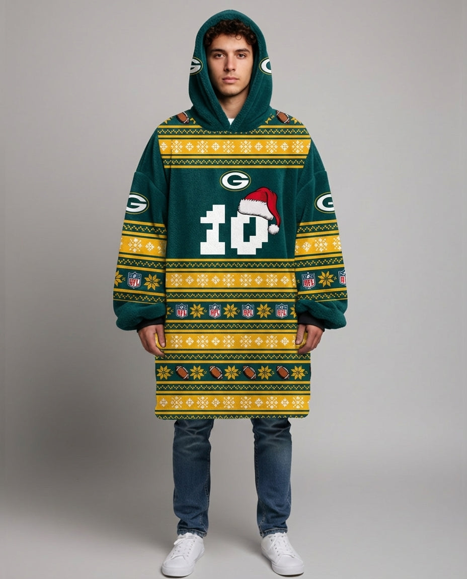 Sudaderota NFL Greenbay Packers navideña PERSONALIZADA
