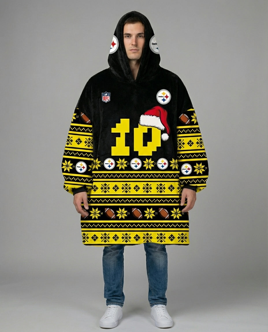 Sudaderota NFL Steelers navideña PERSONALIZADA