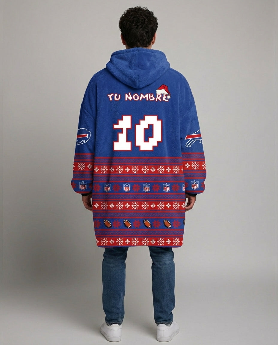 Sudaderota NFL Bills navideña PERSONALIZADA