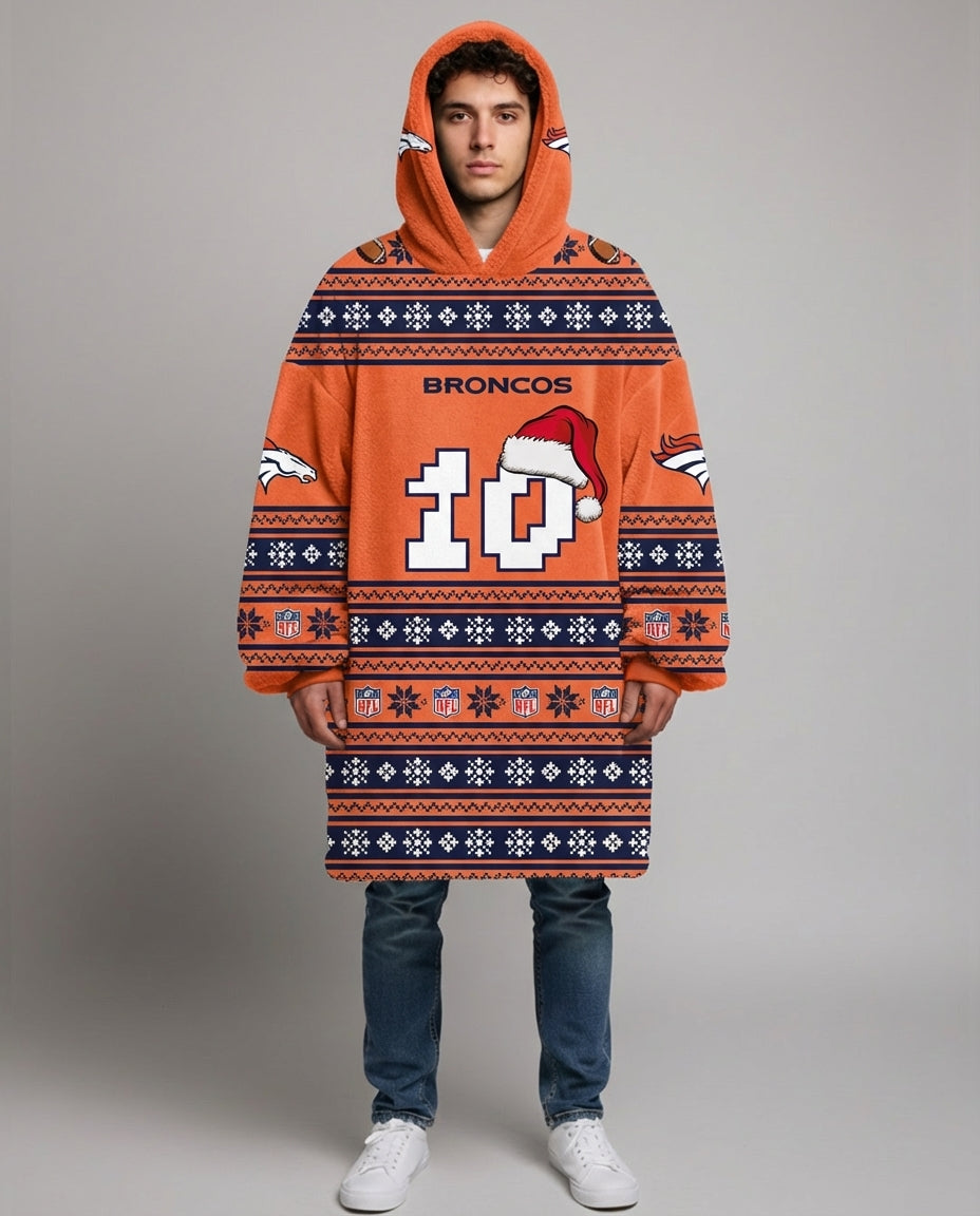 Sudaderota NFL Broncos de Denver navideña PERSONALIZADA