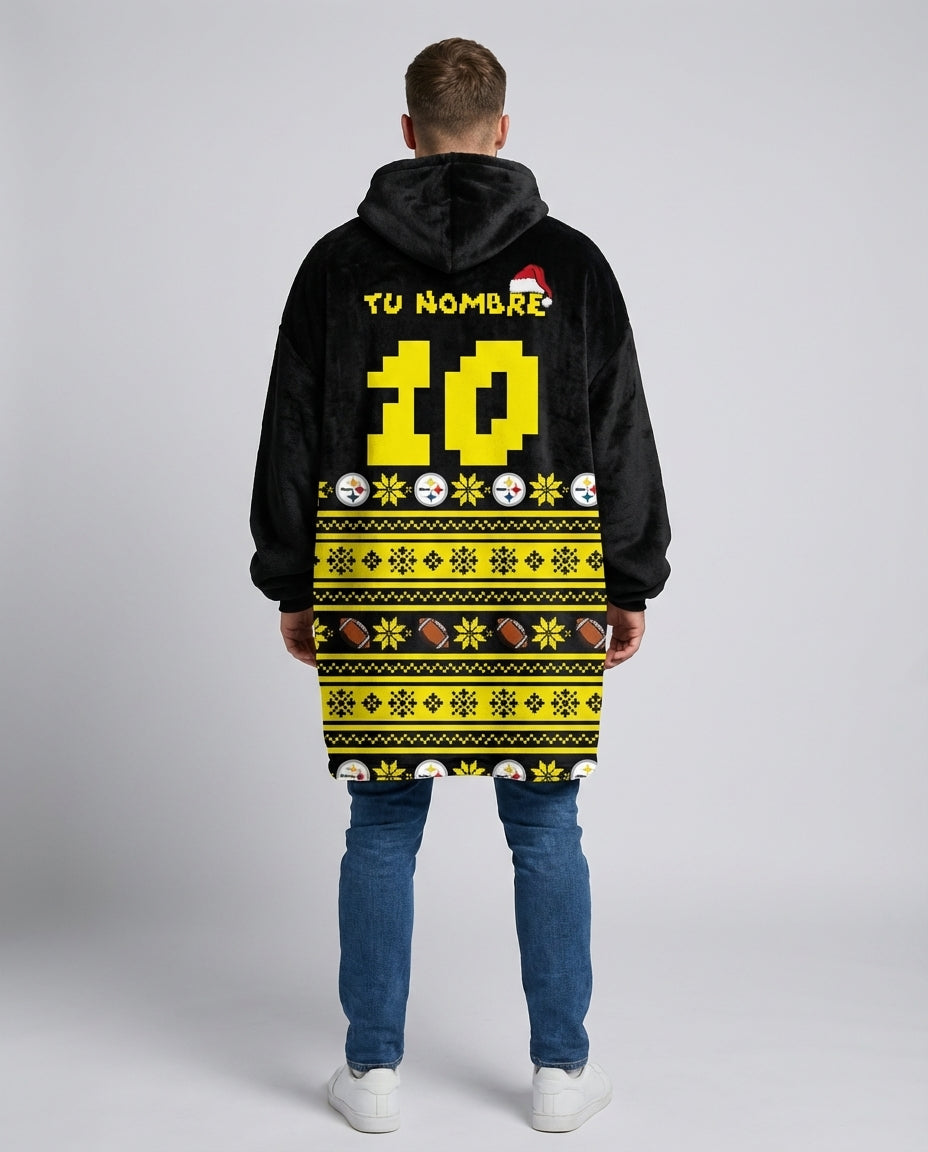 Sudaderota NFL Steelers navideña PERSONALIZADA