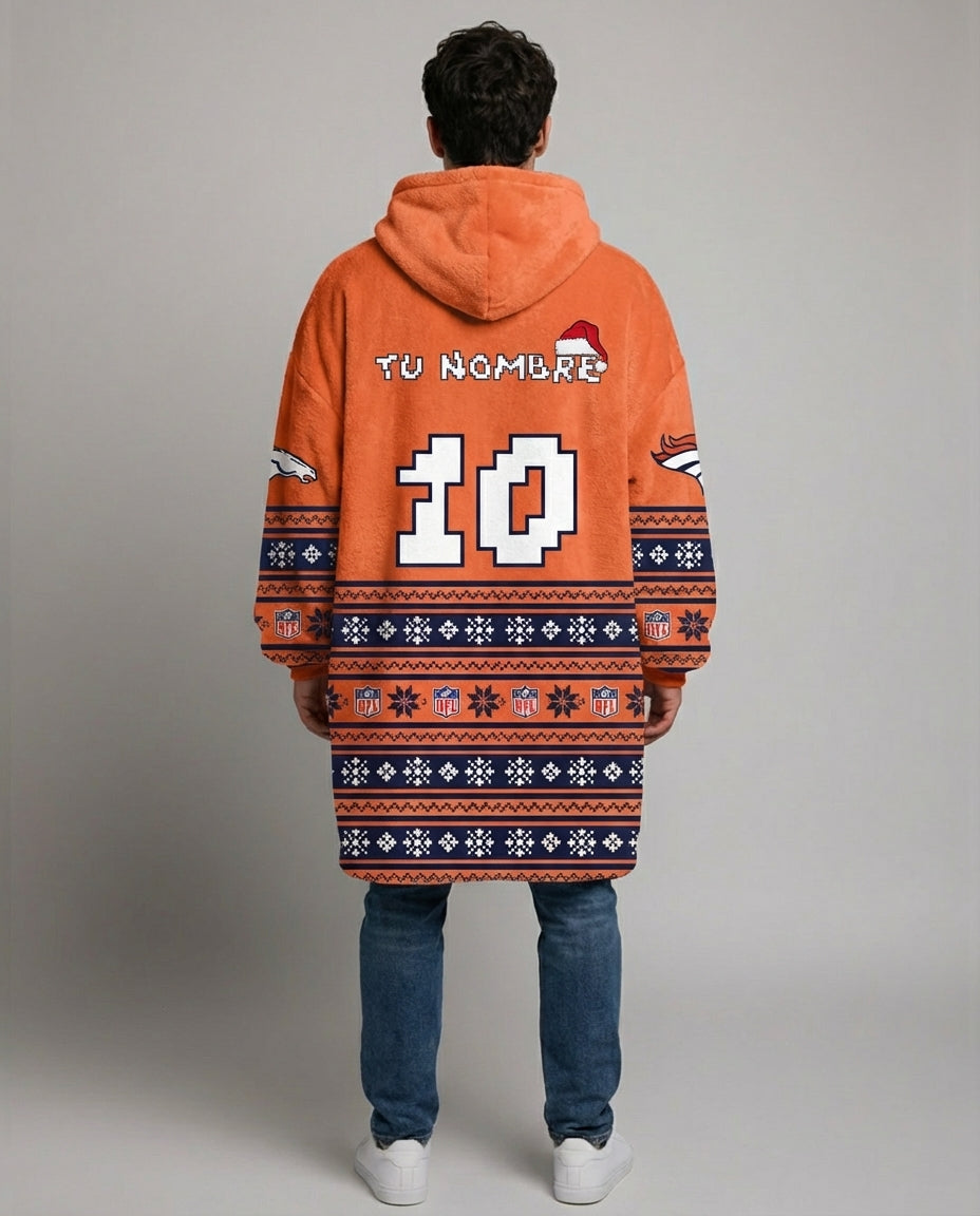 Sudaderota NFL Broncos de Denver navideña PERSONALIZADA