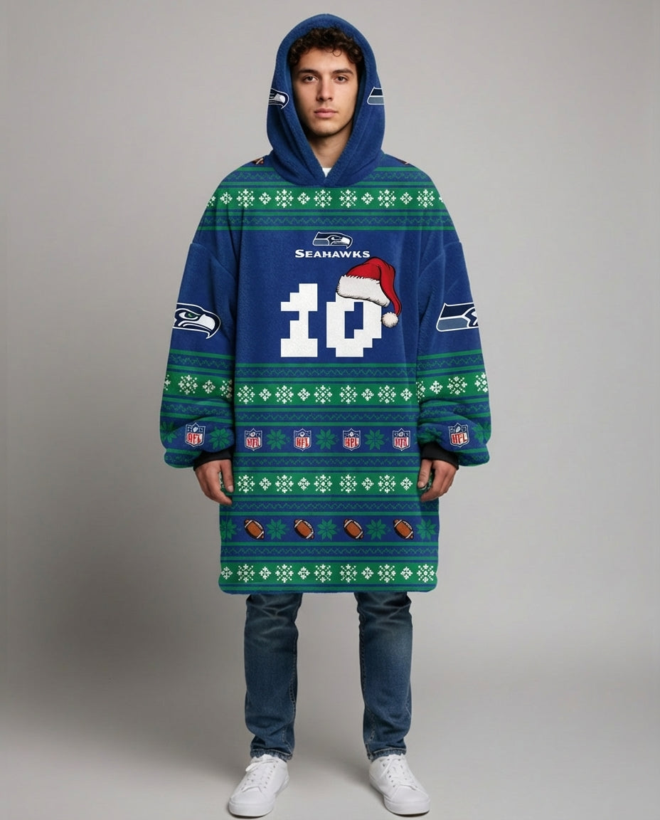 Sudaderota NFL Seahawks navideña PERSONALIZADA