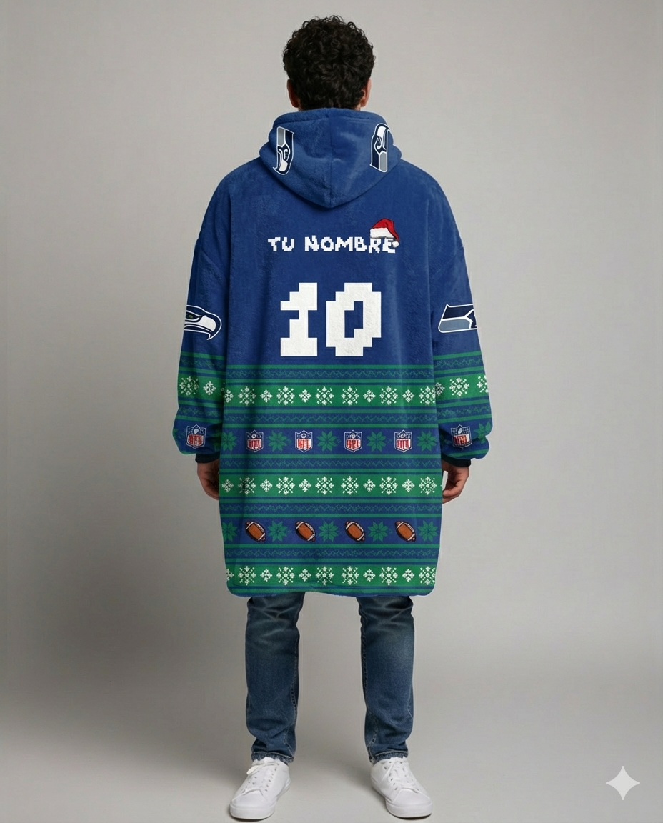 Sudaderota NFL Seahawks navideña PERSONALIZADA