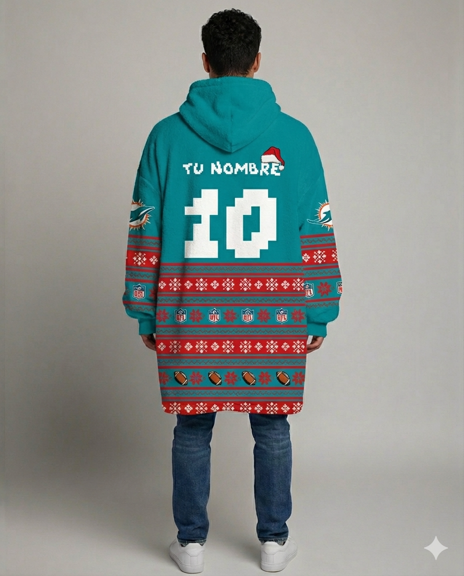 Sudaderota NFL Delfines de Miami navideña PERSONALIZADA