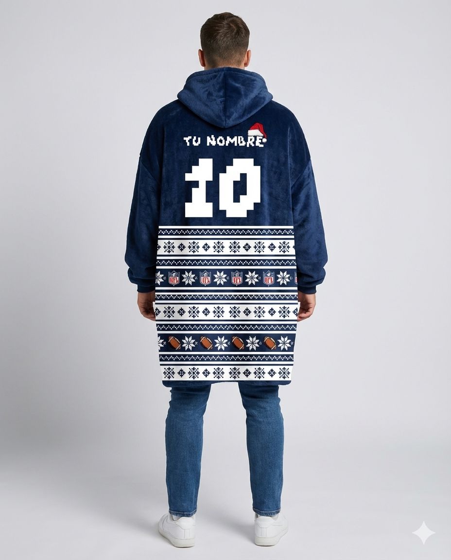 Sudaderota NFL Patriotas navideña PERSONALIZADA