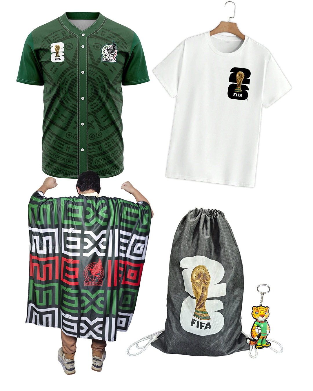 Kit Mundialista (Beisbolera + Playera + Capa + Llavero + Morral)