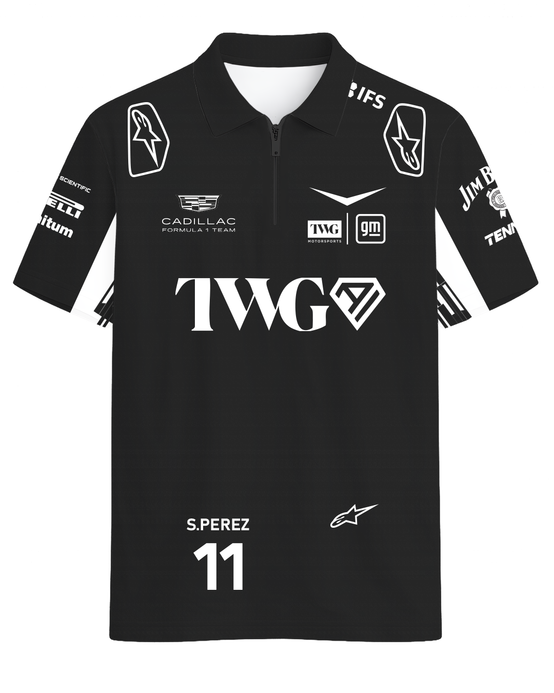 Playera Polo Cadillac checo negra 2026