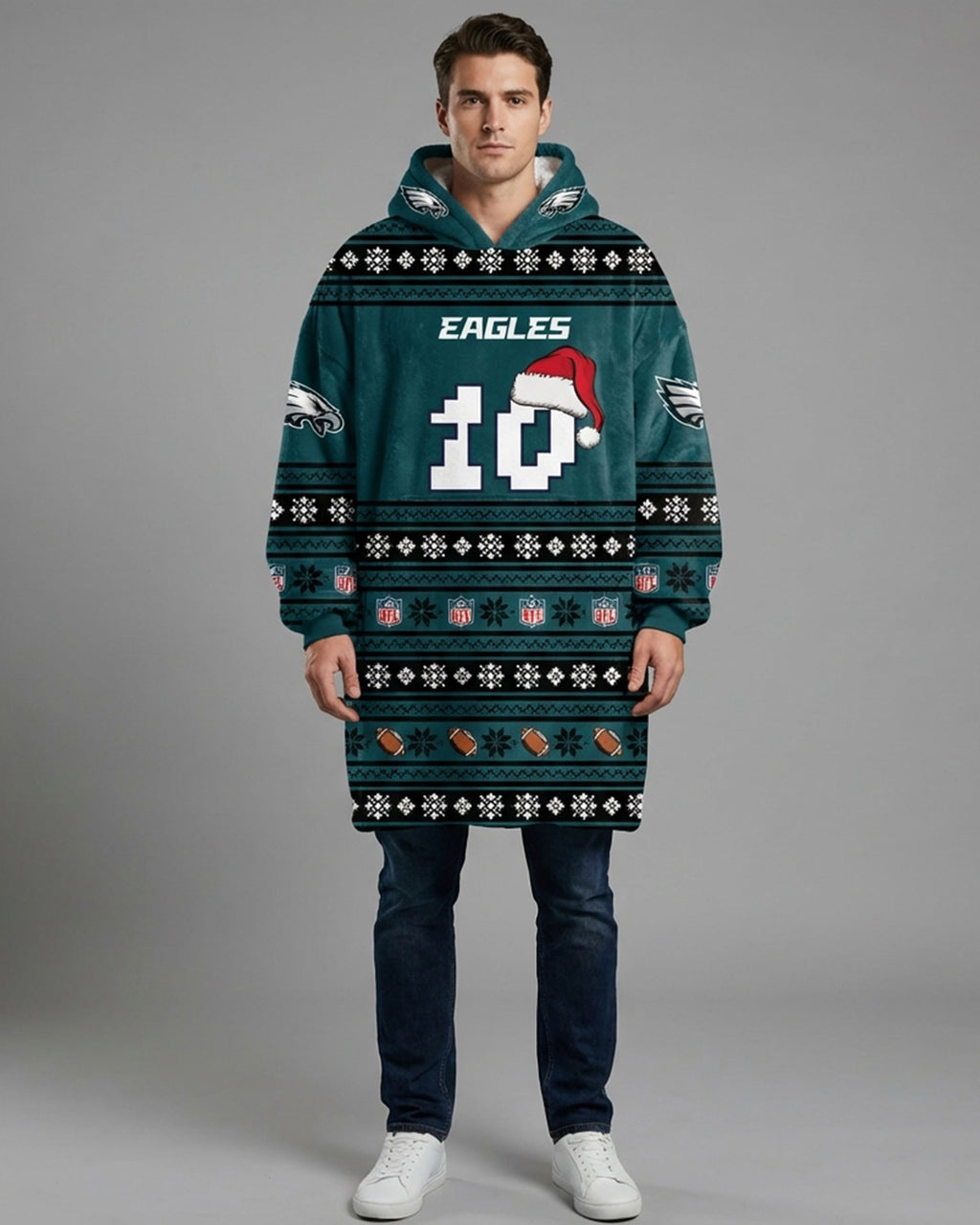 Sudaderota NFL Eagles navideña PERSONALIZADA