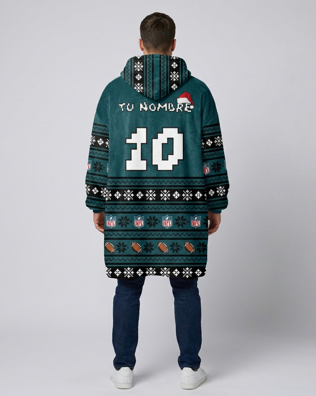 Sudaderota NFL Eagles navideña PERSONALIZADA