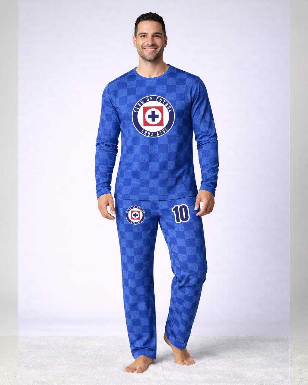 Pijama Cruz Azul textura azul